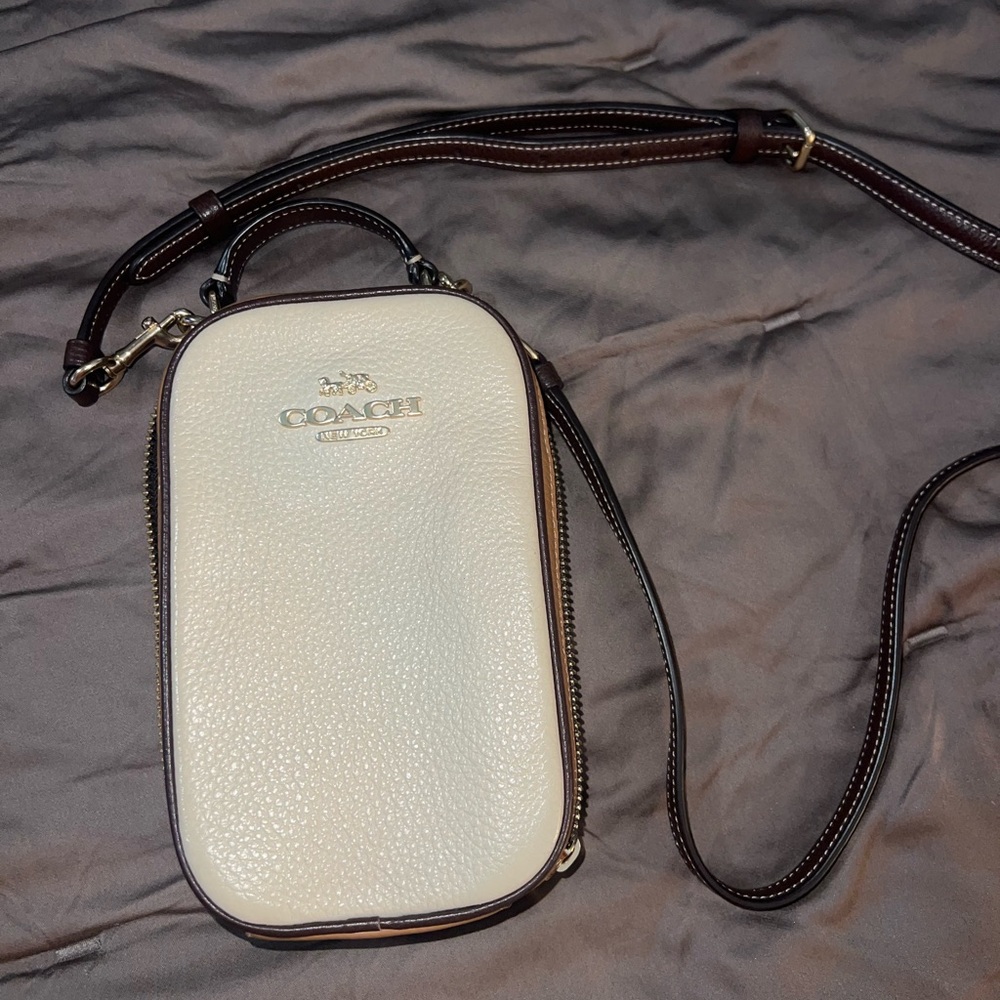 Coach Ivory and Brown Crossbody Bag